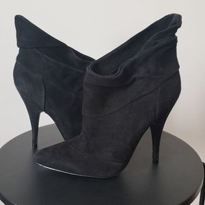 Aldo Black Suede Ankle Bootie Heels